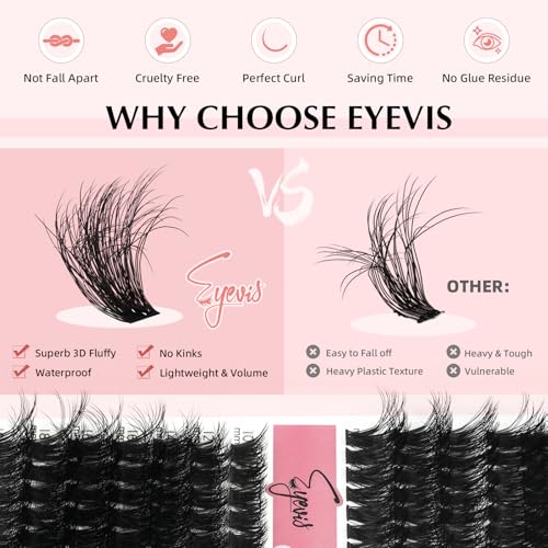 Fluffy Lash Clusters Kit 3D Lash Extension Kit 280PCS DIY Eyelash Clusters for Beginners with Eyelash Tools Voluminous Lash Clusters Wispy Dramatic Yet Lightweight(80D+100D 10-18mm)