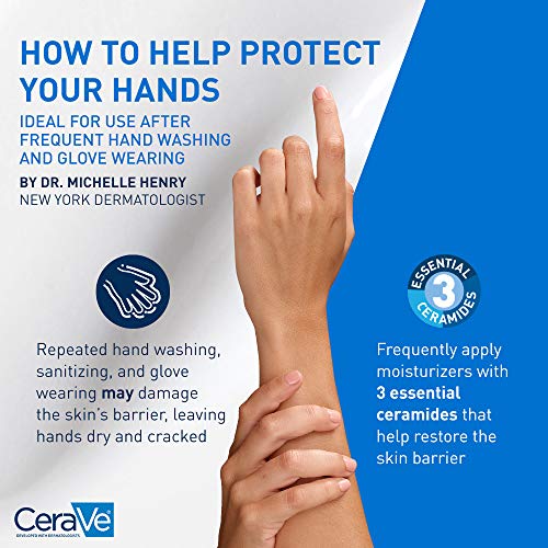 CeraVe Therapeutic Hand Cream for Dry Cracked Hands With Hyaluronic Acid and Niacinamide, Fragrance Free 3 Ounce