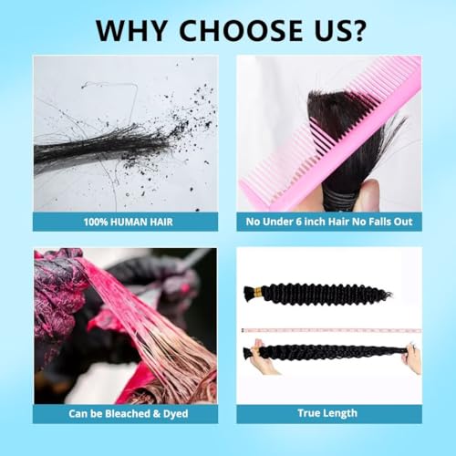 160g 5 Bundles 613 Blonde Human Braiding Hair Deep Water Wave Bulk 20 Inch Curly Human Hair for Boho Braids Hair Extensions No Weft 5 Braids Per Pack
