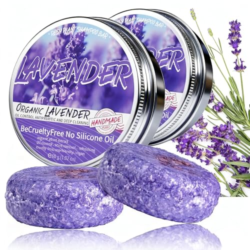 2PCS Shampoo Bar for Gray Hair, Lavender Shampoo Bar for Gray Hair, Natural Organics Shampoo and Conditioner Barfor Thinning Hair for Men & Women (Lavender)