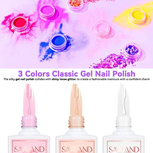 Saviland Acrylic Nail Kit with Drill ? Nail Kit Acrylic Set for Nails Extension with Brush Gel Polish Builder Nail Gel Portable U V Light for Home DIY