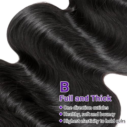 Body Wave Bundles Human Hair 22 24 26 Inch 3 Bundles Human Hair 300g 100% Unprocessed Brazilian Virgin Raw Hair Extensions Natural Black Weave Real Human Hair Bundles for Women