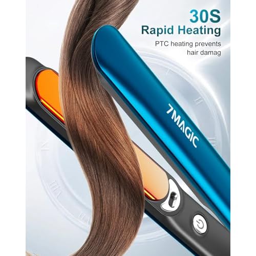 7MAGIC Hair Straightener, Ceramic Flat Iron with LCD, Professional 2 in 1 Hair Iron for Thick Hair, 11 Heat Settings Styling Tool