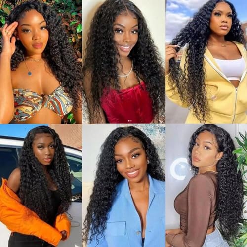 Yavida Water Wave Human Hair Bundles Wet and Wavy Bundles Human Hair Brazilian Unprocessed Remy Hair Water Wave Weave Extensions 18 20 22 Inch Natural Black