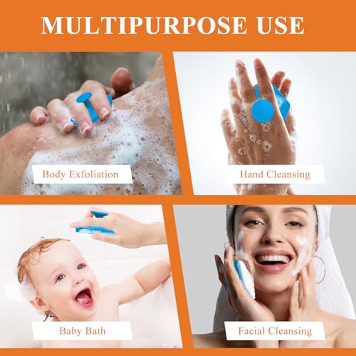 VWMYQ Silicone Face Scrubber for Men, Gentle Exfoliator Pad & Massager, Facial Cleansing Brush Silicone Face Wash Brush Removes Dead & Dry Skin (Blue)