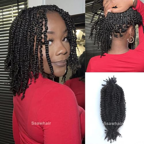 Afro Kinky Curly Human Hair Bulk Springy Twist Hair Extensions For Twist Braiding Locs Hair Pre-Separated Springy Afro Twist Human Hair Extensions 20 Inch 200g