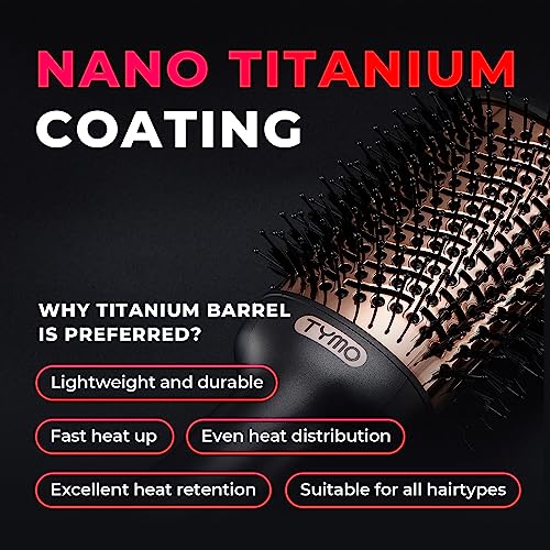 TYMO Hair Dryer Brush Blow Dryer Brush in One, 4 in 1 Ionic Hairdryer and Styler Volumizer with Oval Titanium Barrel, Hot Air Straightener for Smooth Frizz-Free Blowout, Gold