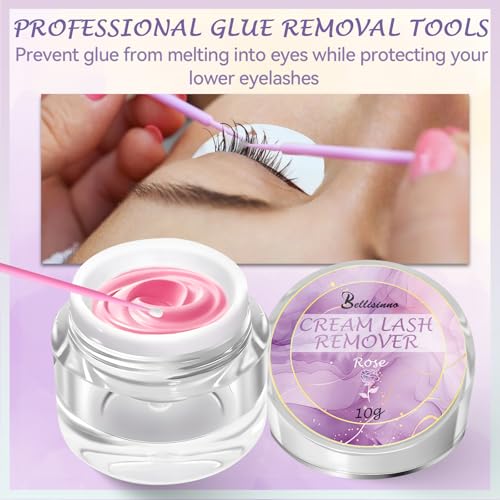 Eyelash Remover for Extensions 10g, Eyelash Extension Remover Rose Scent, Lash Remover for Lash Extensions with Eye Pads, Non-Irritating, No Residual Fast Remover Kit