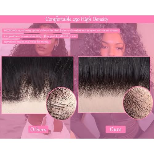Burmese Curly 13x6 Lace Frontal Wigs Human Hair - Virgin Hair HD Lace Front Pre Plucked, 250% Density 22 Inch Natural Black (100% Free of Synthetic) for Black Women