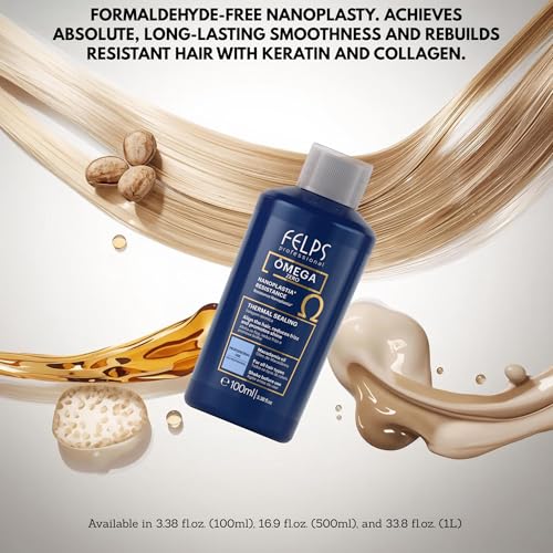 Felps Professional Omega Zero Resistance Nanoplastia Treatment, Zero Formaldehyde Hair Straightening, with Macadamia Oil, 3.38 fl.oz Mini