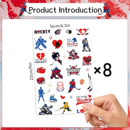 Gameza Ice Hockey Temporary Tattoos - 240+ Hockey Party Favors Decorations Hockey Temporary Tattoos Stickers for Kids Sports Hockey Themed Party Gifts Hockey Tattoos Supplies