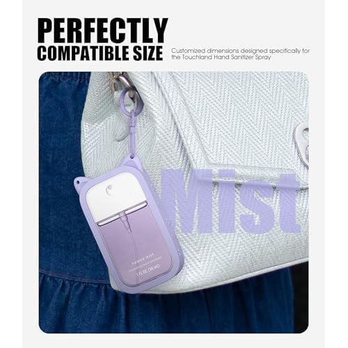 1 Pack Silicone Case Compatible with Touchland Hand Sanitizer Spray (Fit for 1 FL OZ/30 mL Ver), Portable keychain Cute Color Ears (Purple)