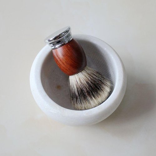 CHARMMAN Shaving Soap & Cream Bowl for Men, Natural White Marble Stone, Heat Preservation, Easier to Whip Up a Fantastic Foam with Interior Micro-ridges, Art of Shave Lather bowl …