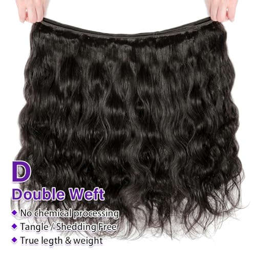Body Wave Bundles Human Hair 22 24 26 Inch 3 Bundles Human Hair 300g 100% Unprocessed Brazilian Virgin Raw Hair Extensions Natural Black Weave Real Human Hair Bundles for Women