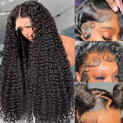 VIPbeauty 200% Density 13x6 Deep Wave Lace Front Wigs Human Hair for Women 13x6 HD Transparent Water Wave Lace Front Wigs Human Hair Pre Plucked 24inch