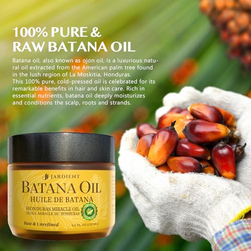 Raw Batana Oil for Hair Growth: Dr Sebi Organic Batana Oil from Honduras - 100% Pure & Natural - Promotes Thicker & Stronger Hair for Men & Women (4 OZ)