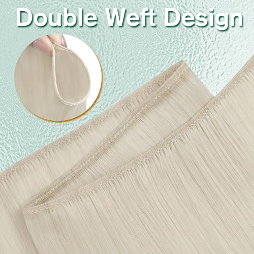 Easyouth 24In Sew in Hair Extensions Real Human Hair Blonde Weft Hair Extensions White Blonde Human Hair Extension Sew in White Hair Weft Extension Add Length and Volume 100G