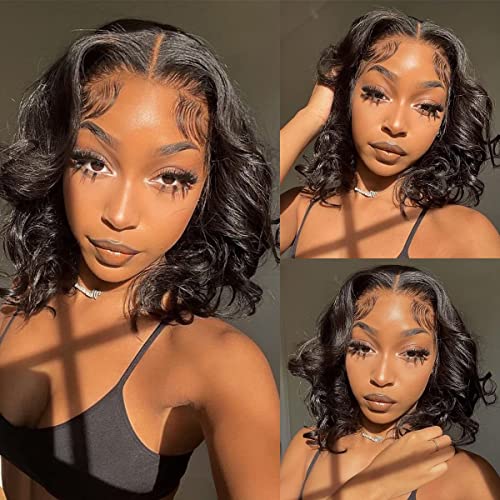 Xagujpo Body Wave V Part Wig Human Hair Upgrade U Part Human Hair Wigs for Black Women 100% Beginner Friendly No Sew In No Glue 180% Density Natural Color (8 inch)