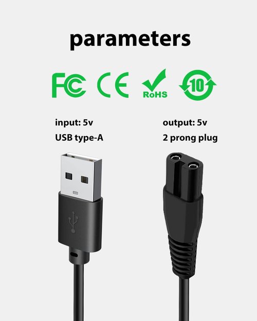 wotdmu 5V USB Charging Cable for Wyklaus Head Shavers 7D - Compatible and Reliable Power Solution, with 1 Cleaning Brush, 3.3ft Power Cord