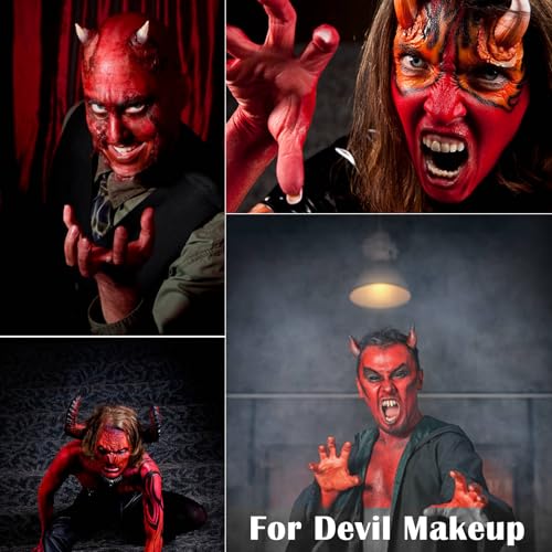 MEICOLY Black White Red Face Body Paint with Setting Powder and Sponges,Clown White Devil Joker Face Paint Makeup,Waterbased Body Paint,Halloween Face Painting for Vampire Skeleton Spiderman