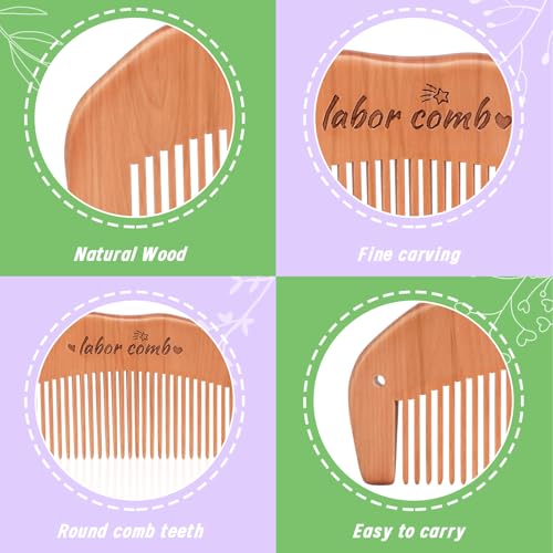 FEBSNOW Birthing Comb, 2 Pack Natural Wooden Labor Combs for Pain Relief Birthing Comb for Pregnant Women's Delivery Gifts