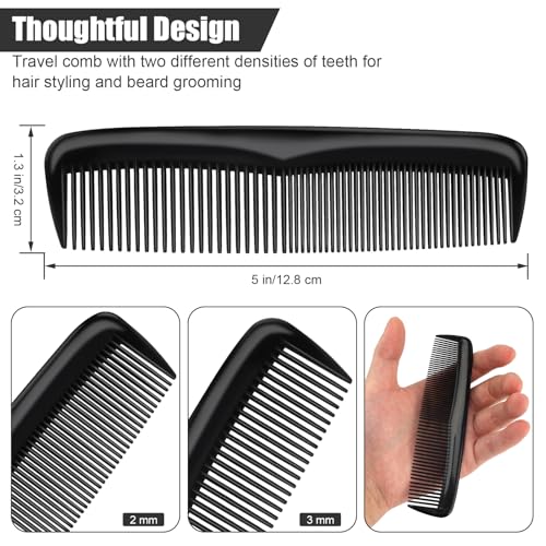 NICEMOVIC Combs Bulk for Men 150 Pack, Homeless Supplies Bulk, Beard Hair Wide Fine Tooth Mens Barber Pocket Small Mini Disposable Comb Set Individually Wrapped for Travel Hotel Home Shelter (Black)