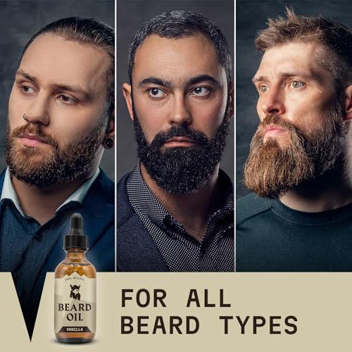 Striking Viking Beard Oil for Men - 2 Fl Oz, 3 Pack, Vanilla Scent - Naturally Derived Conditioner with Almond, Tea Tree, Argan & Jojoba Oil for Beard Growth, Softening & Moisturizing