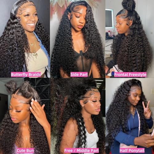 250 Density 13x6 HD Lace Front Wigs Human Hair Upgraded Tiny Knots Real Pre Bleached 26inch Deep Wave Invisible Full Lace Frontal Wig Glueless Curly Wigs Human Hair for Black Women