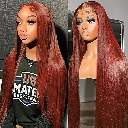 Reddish Brown 30 Inch Lace Front Wig Human Hair 13x4 Straight Lace Front Wig Pre Plucked With Baby Hair HD Lace Frontal Wigs for Black Women 180% Density