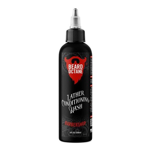 Beard Octane: Barbershop Beard Wash - 8oz Beard Shampoo - Cleans & Moisturizes Beards w/Shea Butter - Softer Beards - Made in USA