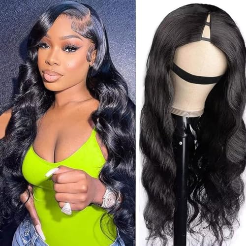 V Part Wig Human Hair Body Wave Wig Upgrade U Part Wigs for Black Women Human Hair Clip in V-Part Wigs Beginner Friendly No Sew In No Glue No Leave Out 180% Density Natural Color 30 Inch