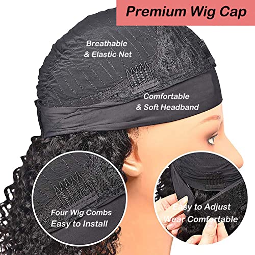 JCL Curly Headband Wig Human Hair 180% Density 18 Inch Wigs Natural Color Human Hair Wigs for Black Women Human Hair Deep Wave None Lace Front Wigs Human Hair