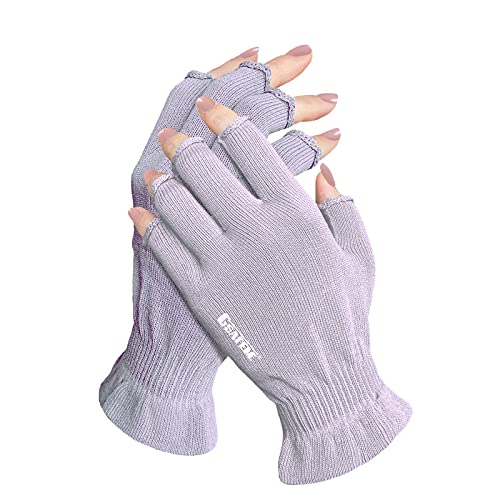GSAFEME Cotton Gloves for Dry Hands - Fingerless Touchscreen Moisturizing Gloves for Sleeping - Cotton Eczema Gloves for Men and Women, Purple L/XL 1 Pair