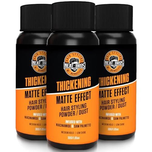 Hair Styling Texture Powder - Medium Hold & Matte Finish - Volumizer with Niacinamide and Saw Palmetto - Styling Powder for All Hair Types - 3 Pack