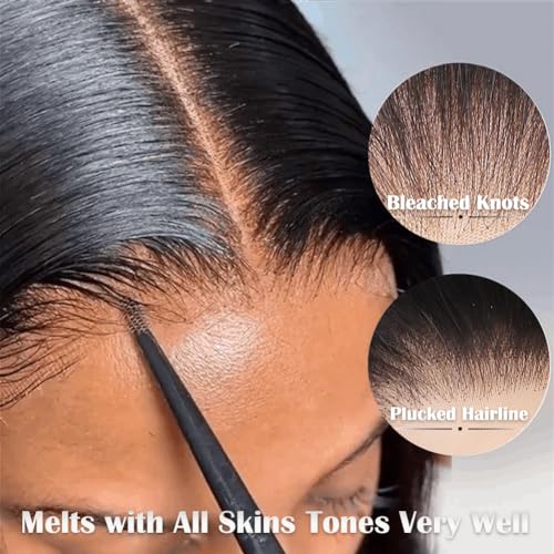 250 Density HD Lace Front Wigs Human Hair Pre Plucked Bleached Knots 13x4 Large Size Transparent Lace Frontal Wig with Baby Hair Silky Straight Human Hair Wigs for Women (Natural Color,20Inch)