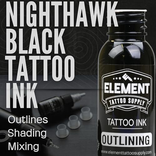 Element Tattoo Supply Black and White Tattoo Ink Set 8oz Professional Set for Human Skin Tattooing Mixing Outlining Highlight