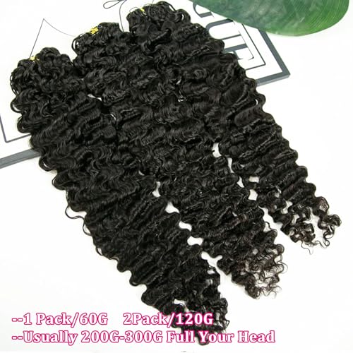 BLG Burmese Water Wave Human Crochet Hair 20 Inch 120g Knotless Pre-Separated Crochet Hair Extensions Real Human Hair Burmese Curly Micro-Link Crochet Hair for Women