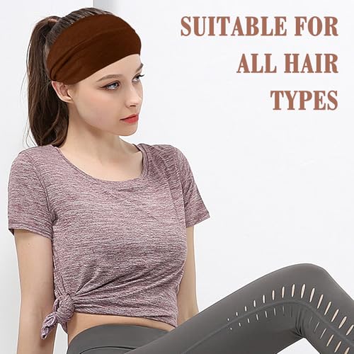 Zkptops 6Pcs Headbands for Women Non Slip Extra Wide Sport Headbands Soft Wide Hair Bands for Girls Elastic Fabric Sweat Hair Warp Workout Yoga Running Daily Hairs Accessories(Black White Gray Beige)