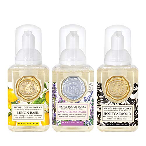 Michel Design Works Mini Foaming Soap 3-Pack Set (Lavender Rosemary, Lemon Basil, Honey Almond)