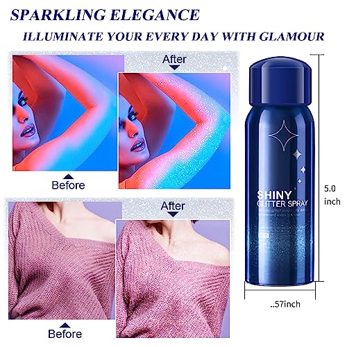HANYWIL Body Glitter, Glitter Spray for Hair and Body, Spray, Hairspray Clothes, Long-Lasting Shimmer Suitable Stage, Festival Rave Makeup Prom 2.11 Fl Oz