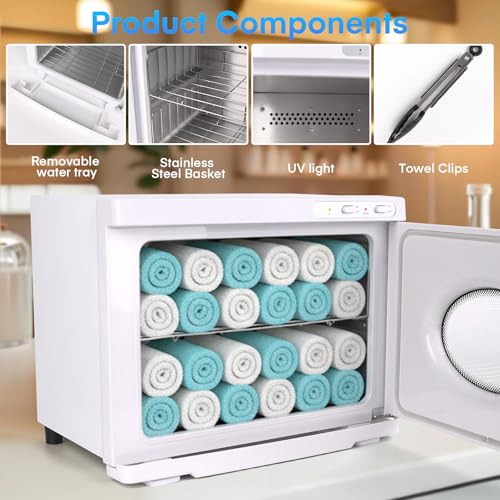 Hot Towel Warmer Cabinet 23L, Extra Large Capacity Towel Warmers Spa with See Through Window, Professional Towel Heater for Bathroom, Facials and Salon (White)