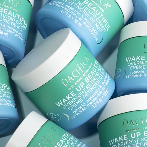 Pacifica Beauty Wake Up Beautiful Retinoid Eye Cream & Overnight Retinoid Cream Set, Skincare, Moisturizer, Face Cream, For Dry, Aging, Sensitive Skin, Vegan, 0.5 fl oz and 1.7 fl oz (Set of 2)