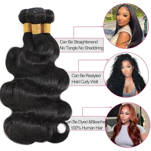 15A Human Hair Bundles 22 24 26 Inch 100% Unprocessed Brazilian Virgin Hair Quick Weave Body Wave 3 Bundles Deals Natural Black Extensions