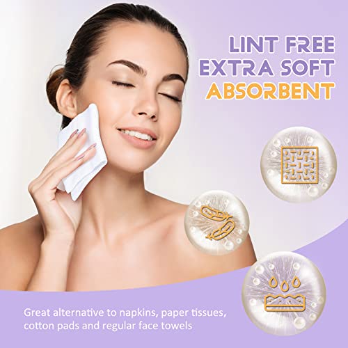 600 Count Disposable Face Towels Ultra Soft Hand Washcloth Lint-Free Dry Wipes Biodegradable Facial Cleansing Towelettes (100 Count 6 Pack)