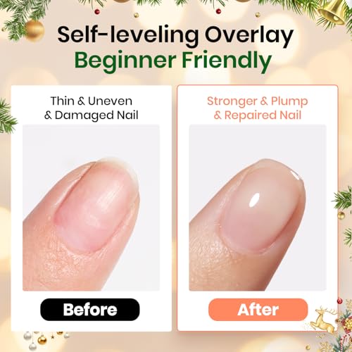 Beetles 15ml Rubber Base Builder Nail Gel - Clear Color Base for Nails Strengthening, Thickening and Sculpting, Soak Off UV LED Long Lasting for Weak and Damaged Nails
