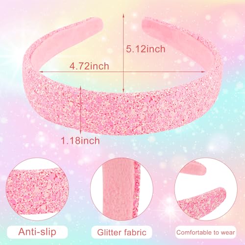 Glitter Headbands for Girls, Sparkly Sequin Headband Hairbands for Girls Non-slip, Cute Bling Head bands Hair Accessories For Toddler