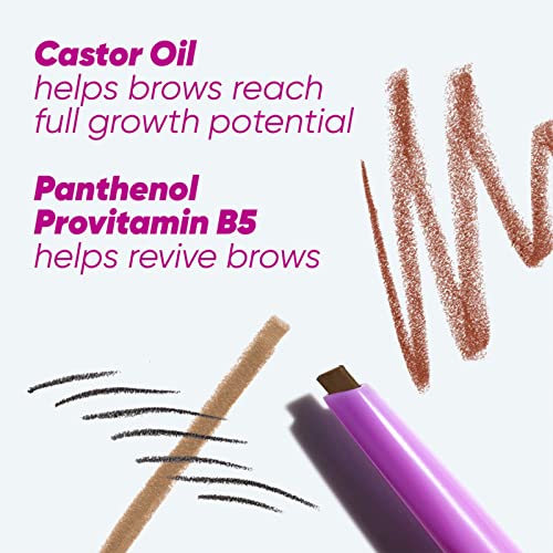 Kosas Brow Pop - Longwear Eyebrow Makeup, Dual-Sided Defining Pencil with Castor Oil for Soft, Natural Look of Real Hair - Honey Blonde