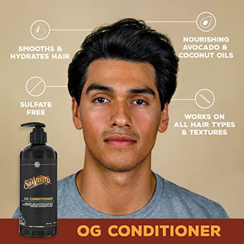 Suavecito Hair & Body Essentials 4 Piece Set - Includes Styling Pomade, Moisturizing Body Soap Bar, Hydrating Shampoo & Nourishing Conditioner