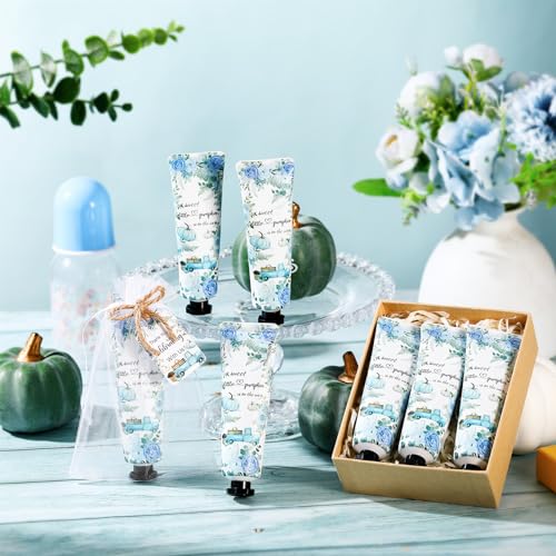 48 Sets Thanksgiving Fall Hand Cream Bulk a Little Pumpkin Baby Shower Hand Cream Gifts Baby Shower Party Favors for Guests Travel Size Lotion for Autumn Party Supplies(Blue Pumpkin)
