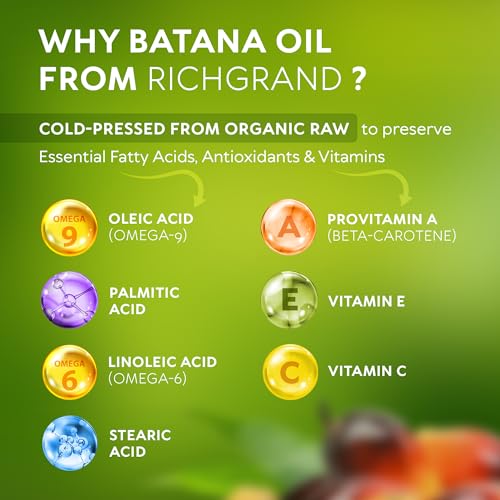 Batana Oil for Hair Growth - 100% Raw & Organic Dr Sebi Batana Oil - Cold-Pressed & Pure Unrefined Batana Hair Mask for Women & Men - Enhances Hair Thickness, Prevents Loss, Repairs Split Ends